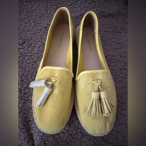 Talbots Yellow Suede Tassel Espadrille Loafers Size 7.5 NEW
